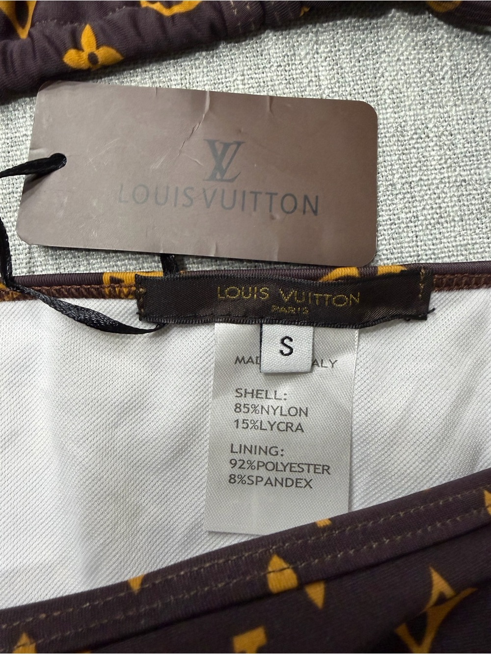 LV Replica Designer-Inspired Brown & Gold Monogram Triangle Bikini - Picture 5 of 5